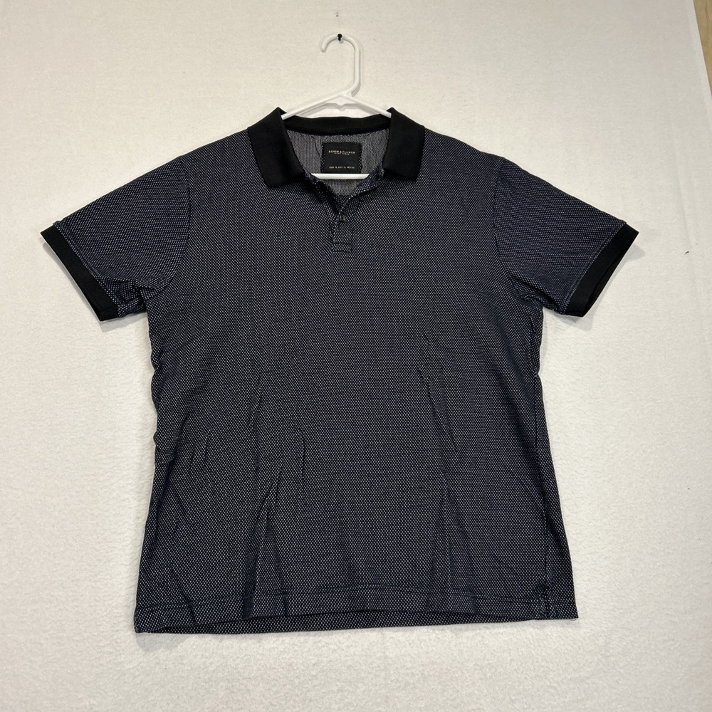 Denim & Flower Polo Shirt Mens XL Dark Blue Ricky Singh Short Sleeve Preppy
